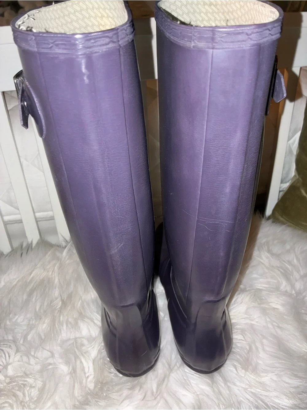 Original Hunter Tall Rubber Boots in Deep Purple Sz 8